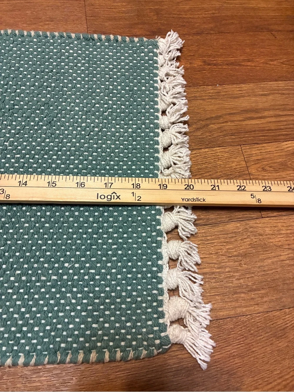 4 Teal Woven Cotton Placemats with Fringe Set of 4